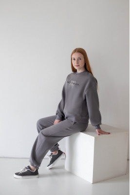 Жіночий теплий костюм oversize із триниткового футера з начосом